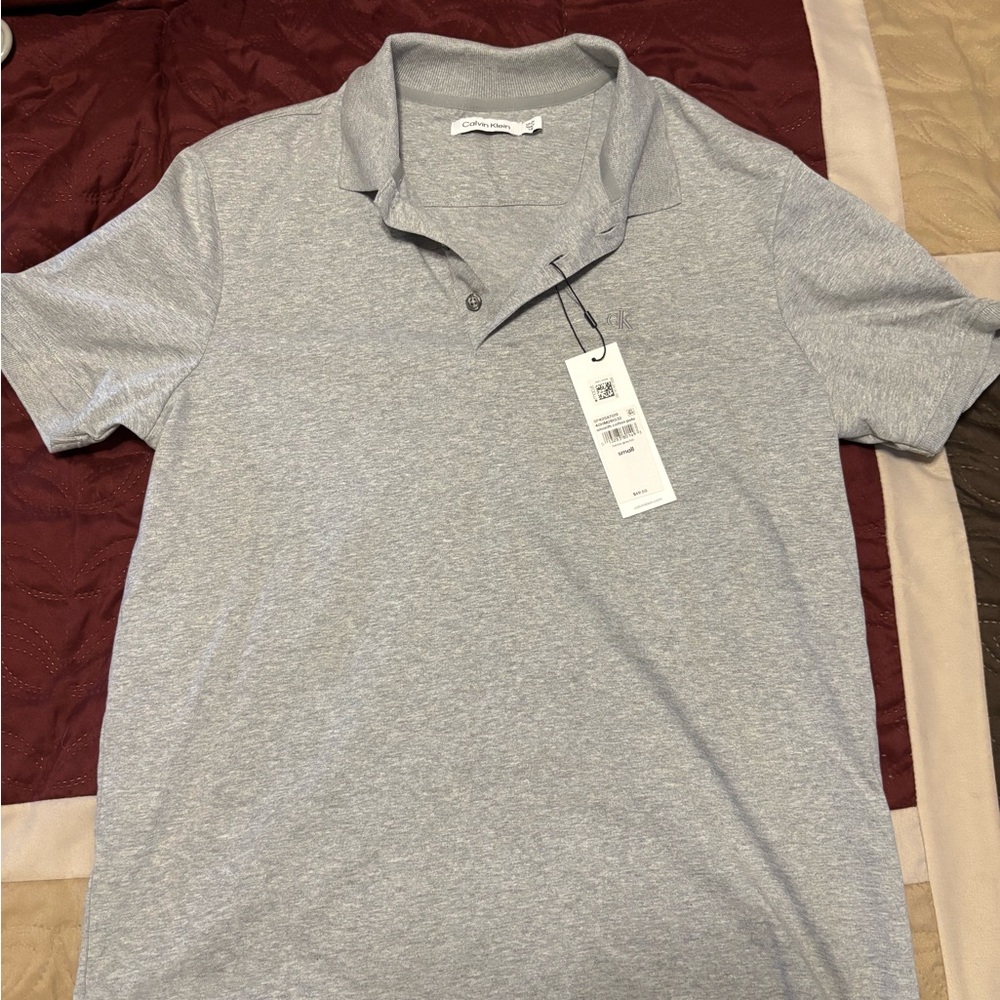 Calvin Klein Light Gray Polo Shirt Size: Small